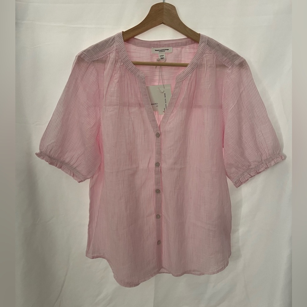 BeachLunchLounge Gia Top - Button Down Shirt - French Rose - Size: Small - Picture 3 of 13